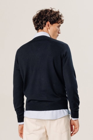 Pull en laine mérinos - Bleu marine