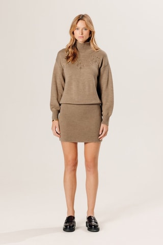Robe pull en laine mérinos - Beige