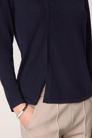 Merinoswollen Trui - Marineblauw