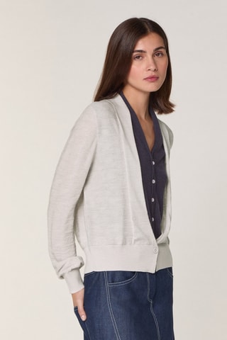 Gilet trompe-l’œil en mérinos - Blanc