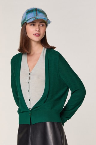 Gilet trompe-l’œil en mérinos - Vert foncé