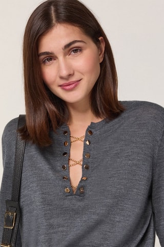 Pull en laine - Gris foncé chiné