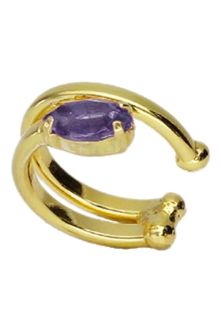 Earcuff - Argent plaqué or jaune et tanzanite