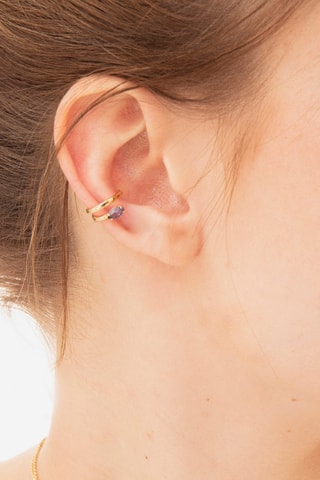 Earcuff - Argent plaqué or jaune et tanzanite