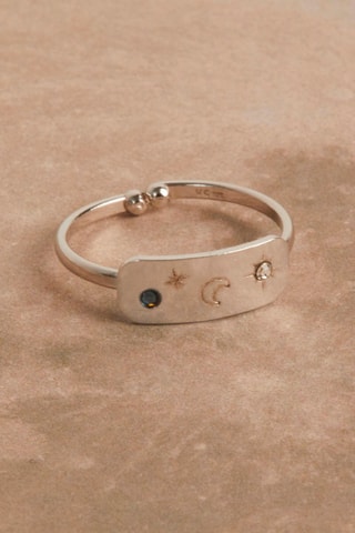 Bague ornée de cristaux Swarovski - Argent et pierre-de-lune