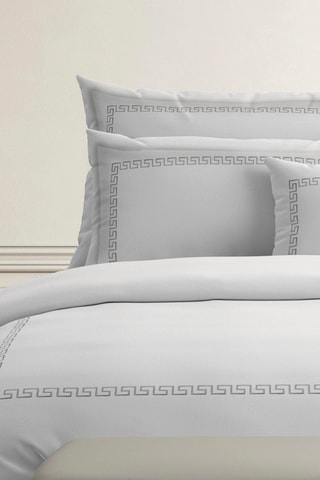 Fronha de travesseiro em cetim de algodão 80 fios/cm² Grand Hôtel - Branco e cinzento