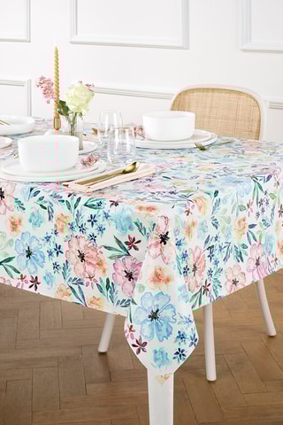 Toalha de mesa anti-nódoas Danse de pétales - Azul e rosa