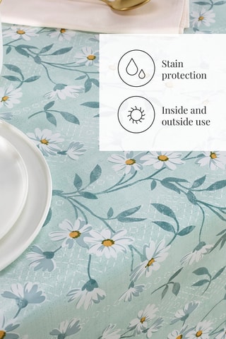 Toalha de mesa anti-nódoas Innocence florale - Azul e branco