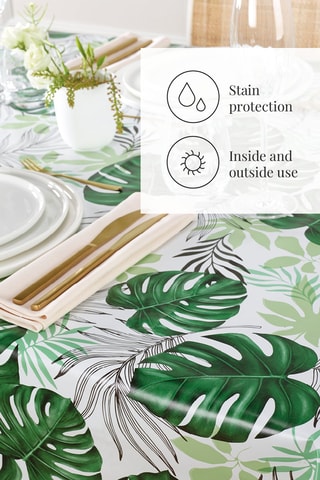 Toalha de mesa anti-nódoas Exotica - Verde e banco