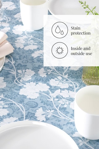 Toalha de mesa revestida anti-nódoas Prairie dentelles - Azul