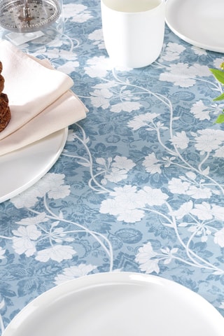 Toalha de mesa revestida anti-nódoas Prairie dentelles - Azul
