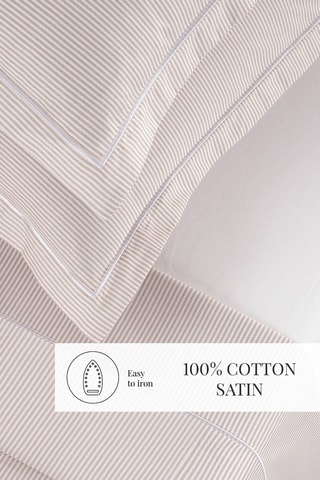 2 fronhas em cetim de algodão 80 fios/cm² Dauphine - Toupeira e branco