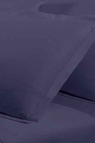 2 fronhas em cetim de algodão 80 fios/cm²  - Azul-escuro