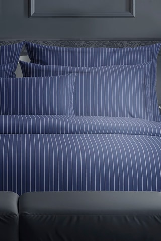 Conjunto de edredão em cetim de algodão 80 fios/cm² Rayures élégantes - Azul-escuro