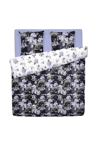 Conjunto de edredão em cetim de algodão 79 fios/cm² Hortensia - Preto e violeta