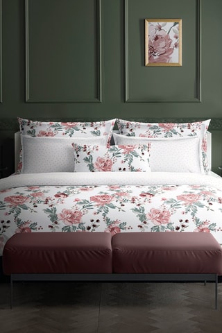 Conjunto de edredão em cetim de algodão 79 fios/cm² Peony - Branco