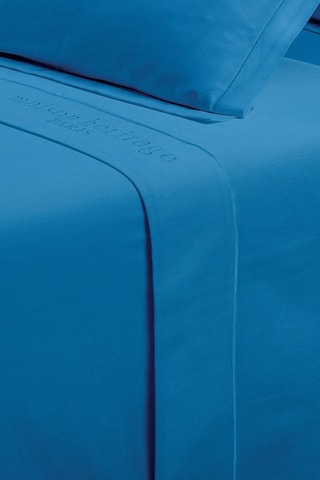 Lençol liso em cetim de algodão 80 fios/cm² - Azul