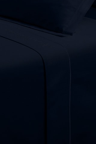Lençol liso em cetim de algodão 80 fios/cm² - Azul-noite