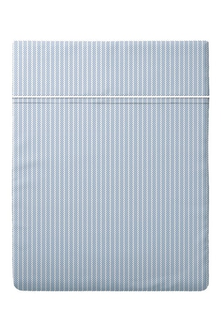 Lençol liso em percal de algodão 80 fios/cm² Dauphine - Azul-celeste e branco