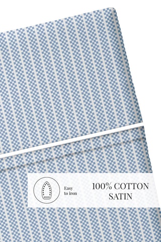 Lençol liso em percal de algodão 80 fios/cm² Dauphine - Azul-celeste e branco