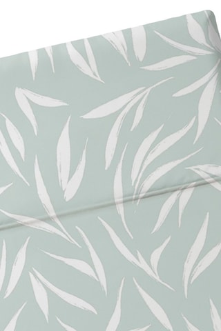 Lençol liso em cetim de algodão 80 fios/cm² Olea europaea - Verde-claro e branco