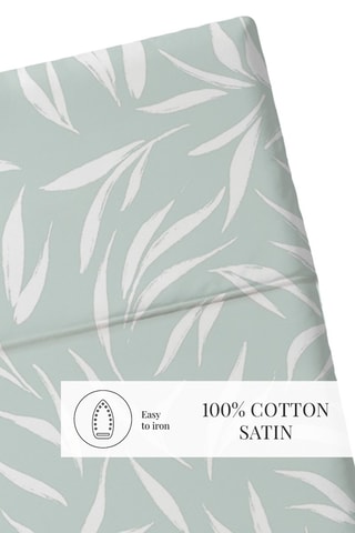 Lençol liso em cetim de algodão 80 fios/cm² Olea europaea - Verde-claro e branco