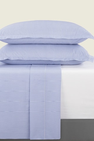 Conjunto de lençóis em percal de algodão 80 fios/cm² Dauphine - Azul-celeste