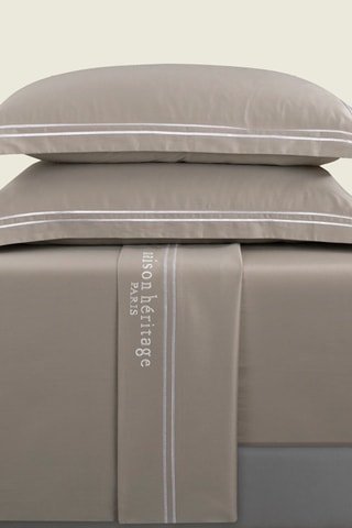 Conjunto de lençóis em cetim de algodão Paris - 80 fios/cm² - Toupeira e branco