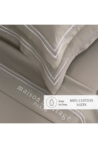 Conjunto de lençóis em cetim de algodão Paris - 80 fios/cm² - Toupeira e branco