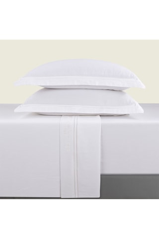 Conjunto de lençóis em cetim de algodão 80 fios/cm² Paris - Branco