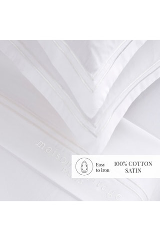 Conjunto de lençóis em cetim de algodão 80 fios/cm² Paris - Branco