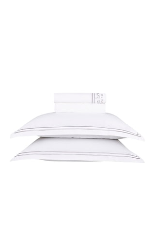 Conjunto de lençóis em cetim de algodão 80 fios/cm² Paris - Branco e cinzento