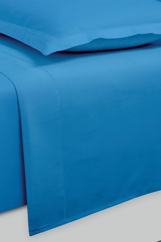 Conjunto de lençóis em cetim de algodão 80 fios/cm² - Azul