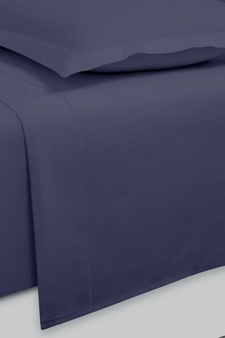 Conjunto de lençóis em cetim de algodão - 80 fios/cm² - Azul-marinho