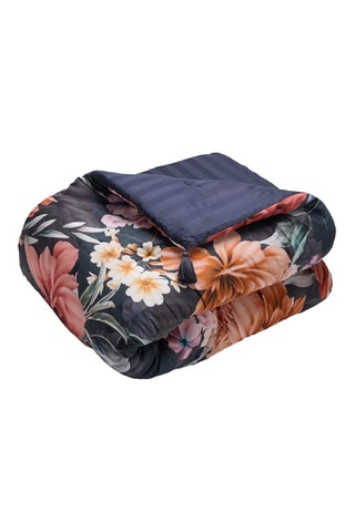 Edredão em cetim de algodão 80 fios/cm² Fleur de miel - Azul-marinho e bege