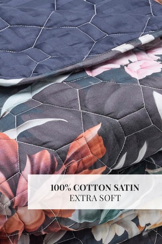 Colcha de algodão Fleur de miel - Azul-escuro