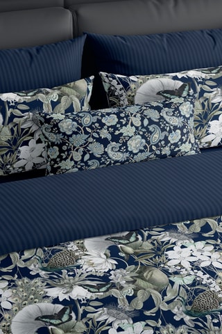 2 fronhas em cetim de algodão 80 fios/cm² Dobby stripe woven - Azul