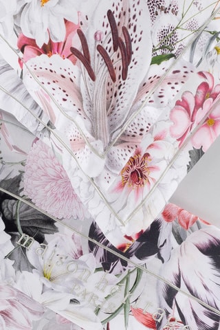 2 fronhas em cetim de algodão 80 fios/cm² Fleurs éclatantes - Branco