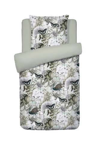 Conjunto de edredão reversível em cetim de algodão 80 fios/cm² Jardin orné - Verde