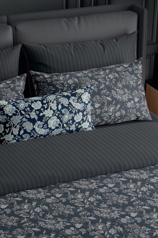 Conjunto de edredão reversível em cetim de algodão 80 fios/cm² Toile damassée - Cinzento e branco