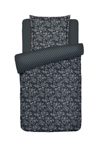 Conjunto de edredão reversível em cetim de algodão 80 fios/cm² Toile damassée - Cinzento e branco