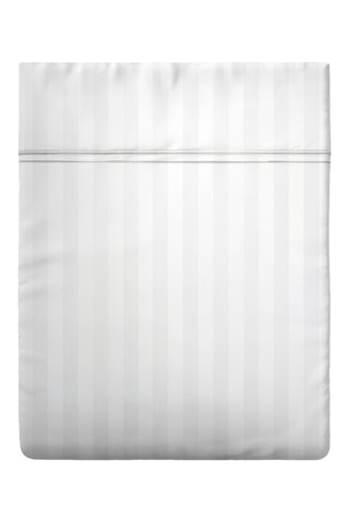 Lençol liso em cetim de algodão 80 fios/cm² Doby stripe - Branco