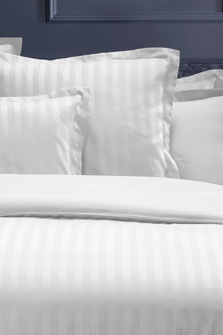 Lençol liso em cetim de algodão 80 fios/cm² Doby stripe - Branco