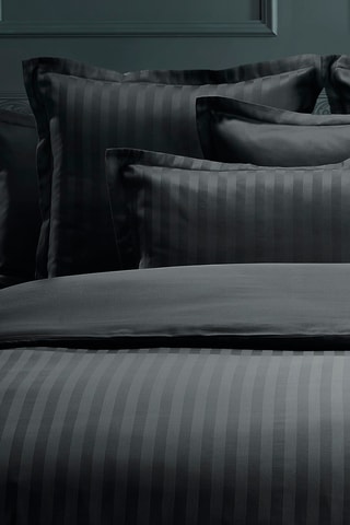 Lençol liso em cetim de algodão 80 fios/cm² Dobby stripe - Preto