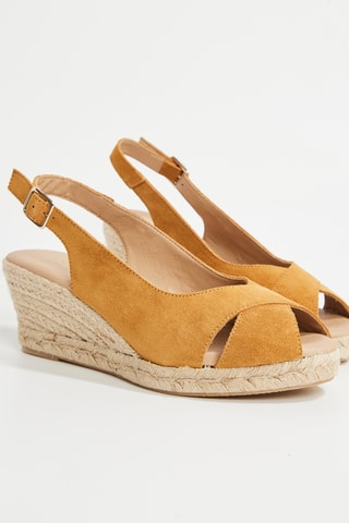 Alpargatas com cunha em raspa de couro Lou - Camel