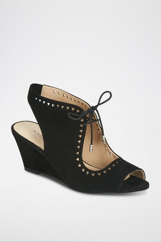 Sandálias com cunha em couro Scoop - Preto