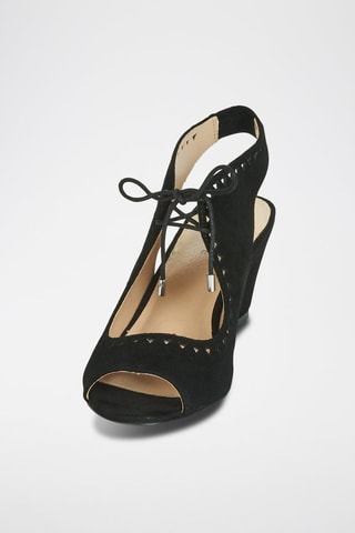 Sandálias com cunha em couro Scoop - Preto