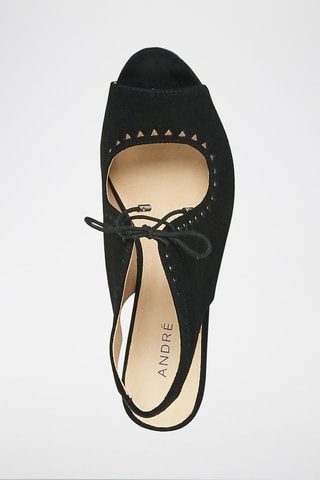 Sandálias com cunha em couro Scoop - Preto