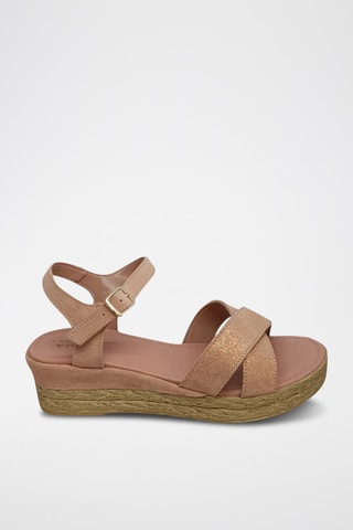 Sandales compensées en nubuck Roma - Rose