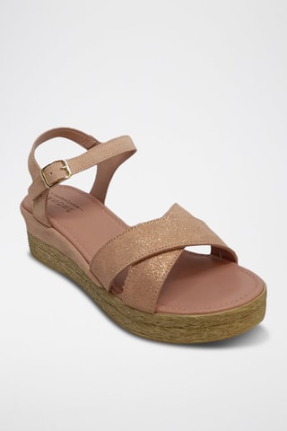 Sandales compensées en nubuck Roma - Rose
